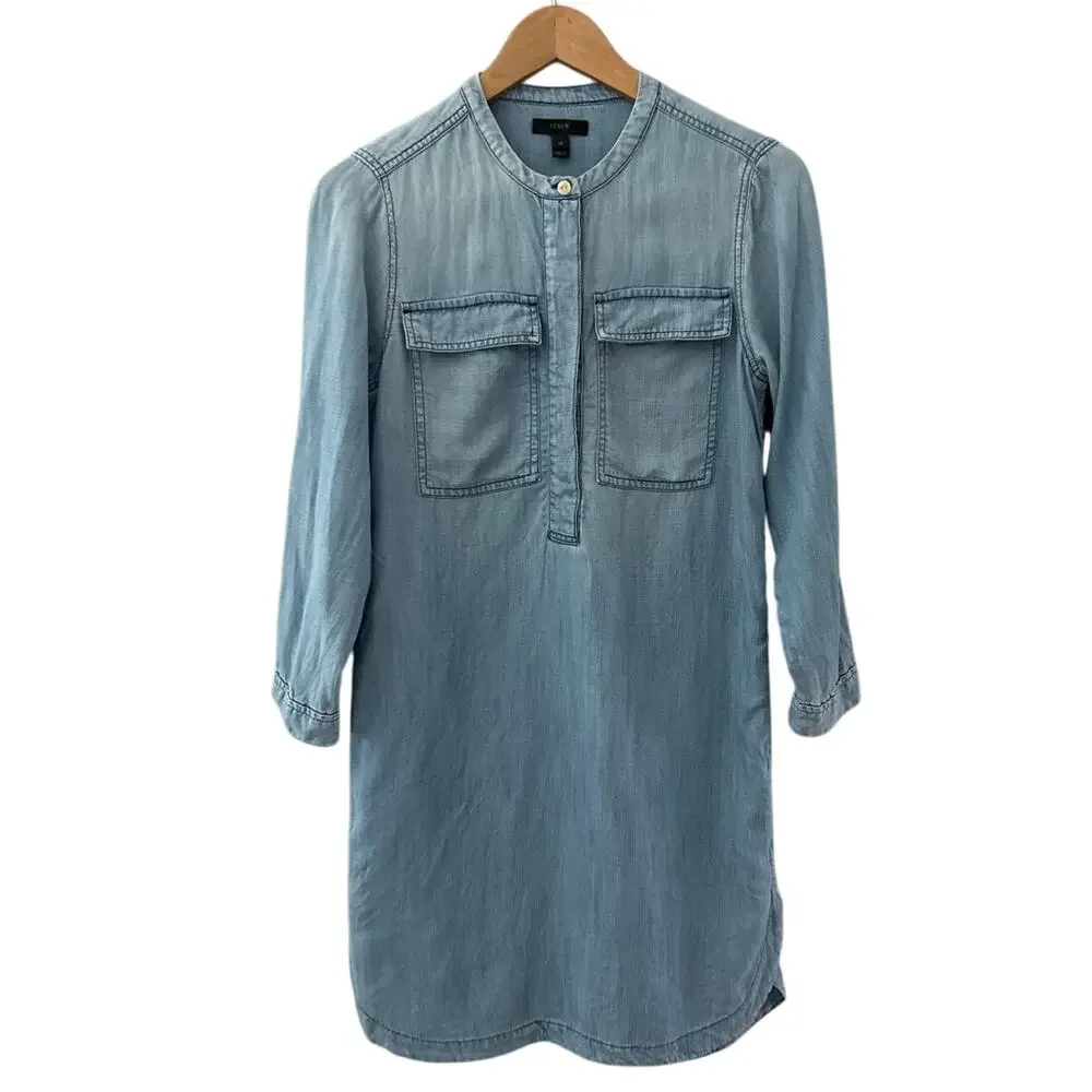 J. Crew‎ Drapey Chambray Shirtdress Blue Size XS